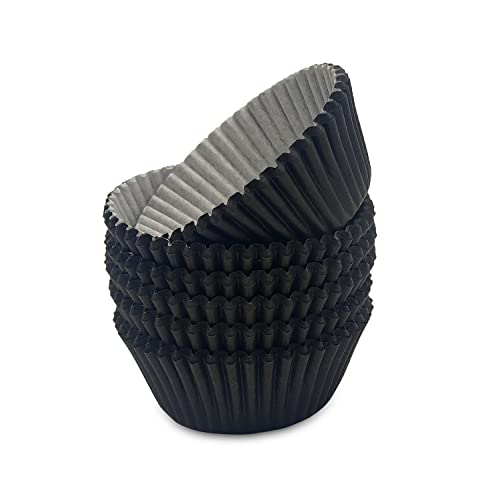 Image of Standard Baking Cups, Classic Black Greaseproof Festive Cupcake Liners, 150-count