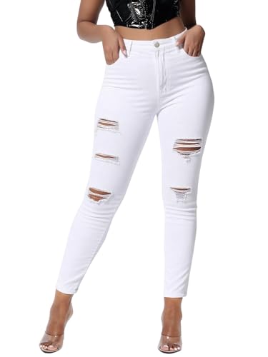 High Waisted Skinny Jeans for Women Butt Lifting Stretchy Jeans Distressed Tummy Control Denim Pants