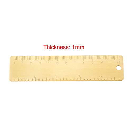 Uxcell A19041800UX0703 Straight Brass Ruler 120Mm 4 Inches Metric Measurement Tool Drawing Measuring Ruler 1Mm Thickness thumb #2