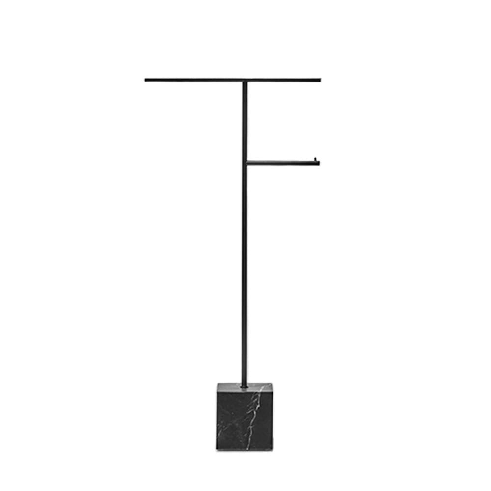 towel rail Bathroom Towel Rack Marble Standing Simple Stainless Steel Floor-standing Mobile(Black,Medium)