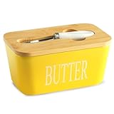 Hasense Butterdose aus Porzellan mit Deckel, Keramik-Butterdose mit Deckel, hält für Arbeitsplatte, Butterhalter mit Messer für Ost-Westküsten-Butter, luftdicht abgedeckter Butterbehälter für Küche