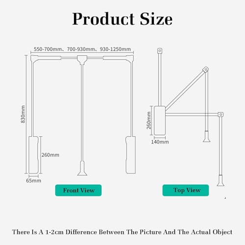 Tringle de placard réglable 55-125 cm télescopique relevable en acier - 3
