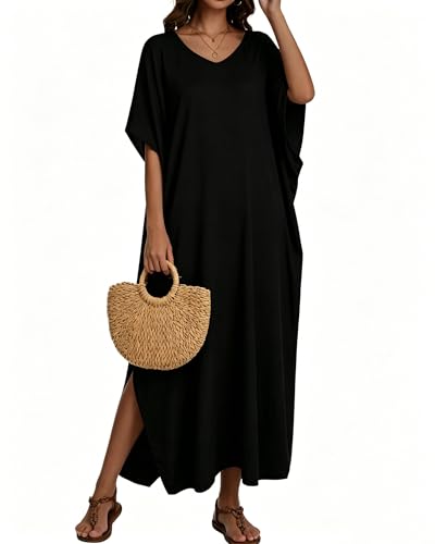 Image of Kaftan Dresses for Women V Neck Caftan Batwing Sleeve Swimsuit Cover Up