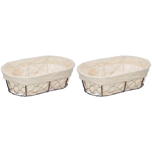 Delys-By-Verceral 513381 Corbeille à Pain Ovale Lin/Métal (Lot de 2)