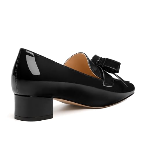 Image of Womens Loafer with Heel, Comfortable Chunky Heels for Women, Loafers Shoes with Bowknot Womens Bunion Dress Shoes