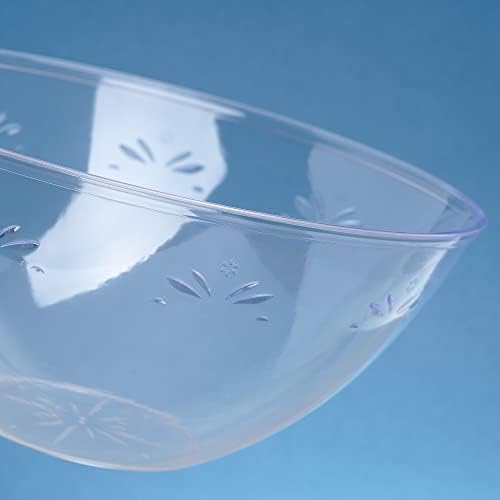 STACKABLES ~ Pack of 5 Plastic Large Serving Bowls 98oz | Salad Bowl | Party Bowls Set ~ 9.5" Clear Reusable Bowl