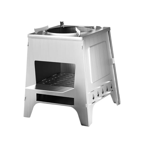 Yotijay ポータブルキャンプストーブバーナー、多用途、コンパクト、軽量、テントバーナーオーブン、バーベキュー、フェスティバル、バックパッキング、屋外調理用, 銀, 31.5cm×25.5cm×37.5cm