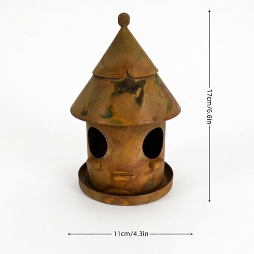 Maison à oiseaux en métal rustique avec double trou pour déco de jardin - 6