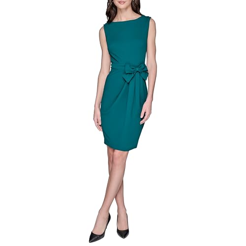 Image of Karl Lagerfeld Women's Lined Arm Trim Scuba Crepe Sheath Dress