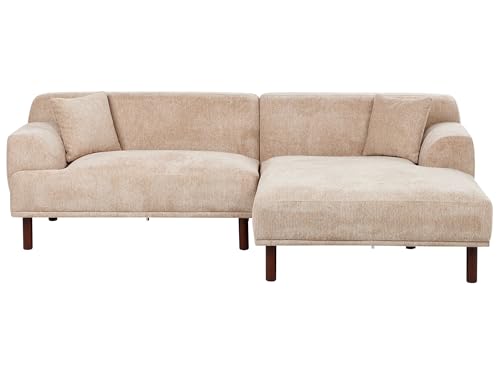 Sofá esquinero 3 plazas de tela izquierdo estilo minimalista beige Holt
