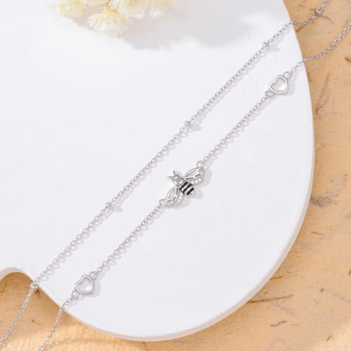 Image of 925 Sterling Silver Layered Ankle Bracelets for Women Jewelry Gifts | 925 Sterling Silver Layered Sea Turtles /Elephant /Wave Anklet Animal Bracelet Summer Ocean Beach Jewelry Gifts for Women