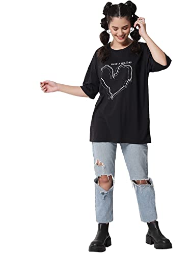 Image of KOTTY Women's Oversized T-Shirts | Cotton Blend||Stylish Prints & Solids||Long Length||Loose fit