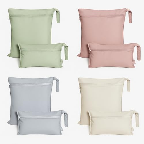 Reginary 8 Pack Waterproof Wet Bags Large and Small Adults Reusable Dry Cleaning Pouch for Diaper Wet Clothes Swimsuits Beach Travel Swimsuit Cloth Gym and Toiletries (2 Sizes