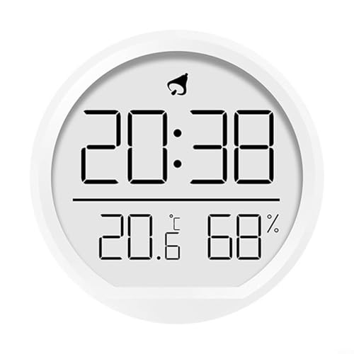 Honseadek Horloge numérique d'intérieur avec affichage de la température et de l'humidité, support mural magnétique LCD, thermomètre, hygromètre, date, heure, calendrier pour la maison, la cuisine, le