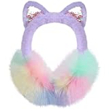 Winter Cat Ear Earmuff Shinny Star Rainbow Ear Muff Foldable Girls Ear Warmers Plush Outdoor Ear Covers