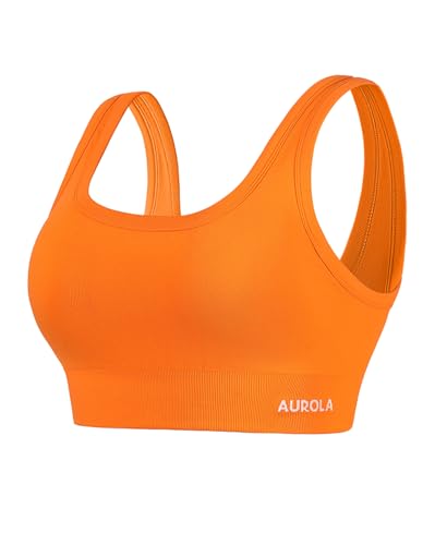 Image of AUROLA Power Womens Square Back Basic Sports Bra - Square Neck Padded Low Impact Yoga Bra Workout Crop Top