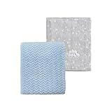 CREVENT 2枚 30インチ x 40インチ かわいい 快適 ふわふわ 暖かい ベビーブランケット 幼児 寝具 ベビーベッド ベビーカー - グレークラウド + ウェーブブルー