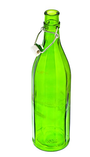 MACHAK Colhexa Glass Bottles With Cork 1litre, Kitchen Decoration (Green, 1)
