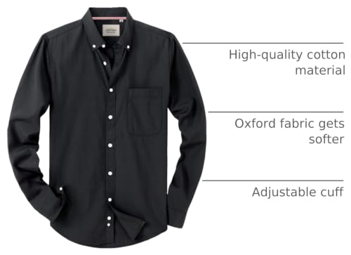 Image of Alimens & Gentle Mens Solid Oxford Shirt Long Sleeve Dress Shirt Work Casual Button Down Shirts with Pocket