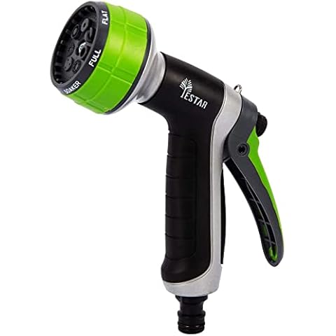 YESTAR Garden Hose Spray Gun, 7-Pattern Aluminium Metal Multi Spray Nozzle (Soaker, Full, Flat, Jet, Mist, Shower, Cone) Perfect for Watering Plants, Cleaning, Car Wash and Showing Pets Cover