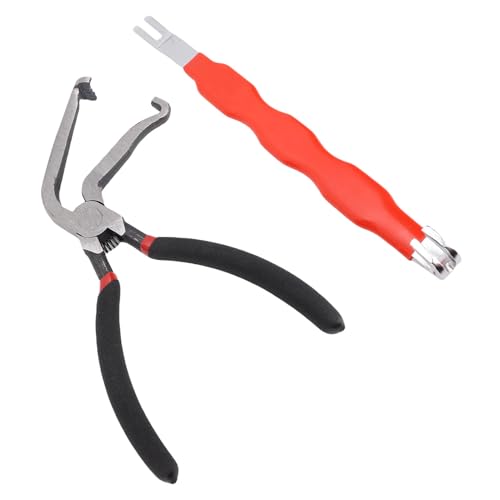 KIMISS Electrical Disconnect Pliers Precision Forging Carbon Steel Fuel Line Hose Pliers with Pry Bar Universal Usage (Red)