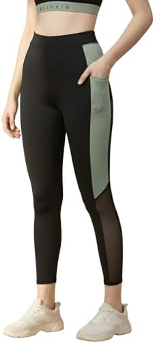 BLINKIN Stretchable Yoga Pants for Womenं & Tights for Women Workout with Mesh Insert & Side Pockets (1869)