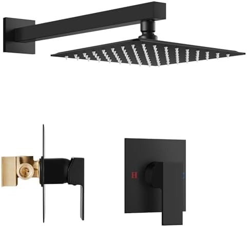 Airuida Duscharmatur-Set In Gebürstetem Gold – Regenduschkopf 10 Zoll, Einhandmischer, Edelstahl & Messing