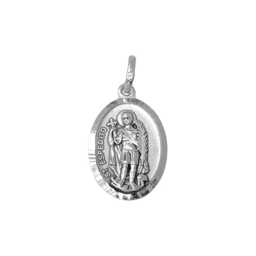 Inmaculada Romero IR San Expédito Medalla Plata Ley 925m unisex 24mm. maciza ovalada borde tallado