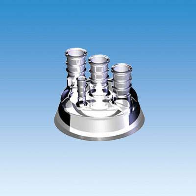 6484-20 Series Reaction Flask Head, 4" Conical Flange, 4 Necks, 29/42 Center Joint, Two 24/40 Side Joints, 10/30 Thermometer Joint