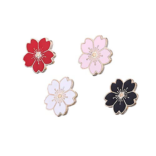 Image of 4pcs Cherry Blossom Brooch Pins Cute Flower Cherry Blossom Enamel Lapel Pin for Teen Girls Women Jewelry Gifts Friendship