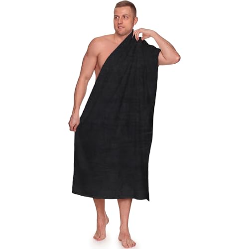 altego Serviette De Bain Grande Taille 100x200 cm - 100% Coton - Qualité Supérieure - Drap De Bain Grande Taille (Noir)