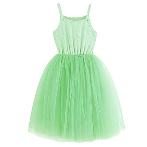 vejtmcc Vestido de tutú para niña de bebé, vestido de tutú de algodón, vestido de tul para niñas, sin mangas, vestido de princesa bailando, verde, 12-18 meses