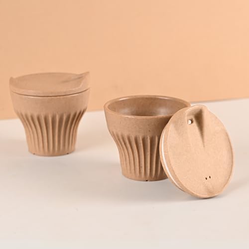 Image of Eha Earth Friendly Rafter Coffee Mug with Lid | Tea Cup Set | 175 ml | Made with Rice Husk | Microwave Safe Mugs for Gifting | 2 Unit | Tortilla