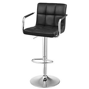 Songmics LJB93B-1 Barhocker 1 x barkruk stoel met armleuningen tot 200 kg, schuimrubber, zwart, 38 x 52,5 x 115 cm