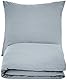 Amazon Basics 2-teiliges Deluxe-Mikrofaser-Bettwäsche-Set, Bettdeckenbezug 135 x 200 cm & 1 Kissenbezug 80 x 80 cm, Dunkelgrau, gestreift
