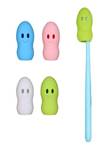 Excelity Set of 4 Silicone Toothbrush Head Cover Protective Case Against Soap, Dirt and Hair for Travel Home Camping