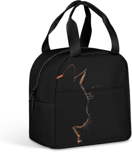 猫柄 保冷 がま口 ランチバッグ ブラック お弁当箱 保温 保冷バッグ ファスナー付き コンパクト お弁当袋 ソフトクーラーバッグ