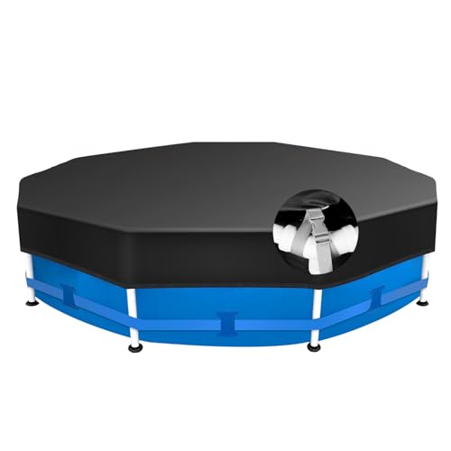 Sekey Poolabdeckung Rund 244cm für Metallrahmenpools, 420D Reißfest...