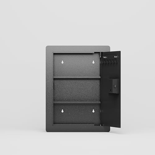 FEMICON Wall Safe with Digital Keypad and Removable Shelves for Firearms and Valuables, Heavy Duty Steel Construction, Black - Thumbnail 3