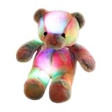 Lumières arc-en- à LED : la peluche ours en peluche est dotée de lumières arc-en- à LED intégrées qui émettent une lumière de plusieurs couleurs, créant une atmosphère de rêve pour la chambre des tout en servant de décoration chaleureuse et et de jouet en peluche veilleuse, parfait pour améliorer l'ambiance à l'heure du coucher ou de la récréation.