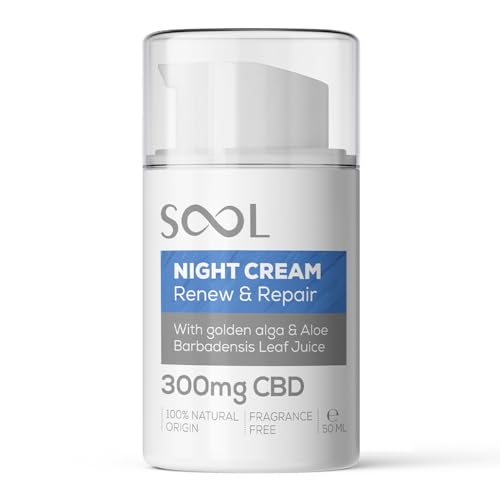 Crème de Nuit Visage SOOL au CBD 300mg et algue dorée de 50ml