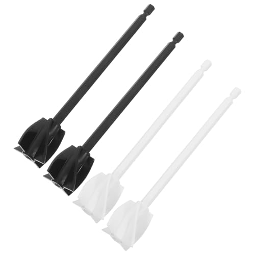 Baluue Juego de 4 Paletas Mezcladoras Espirales para Taladro Accesorio Reutilizable para Mezclar Resina Epoxi y Pintura Varillas de Plástico en Colores Negro y Blanco para Recipientes