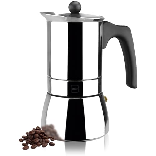 Genova - Cafetera espresso de acero inoxidable para 10 tazas
