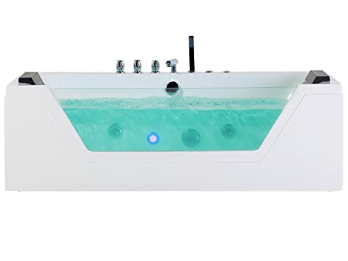Bañera de hidromasaje blanco plata con LED de acrílico sanitario y vidrio individual 174 x 79 cm Samana