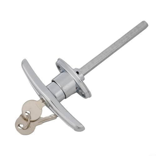Cerradura de puerta con mango en T de aleación de zinc con llaves para caravana, remolque, caravana, garaje, cobertizo, caravana, chasis industrial, mecanismo de fijación trasera, 4 pulgadas, longitud