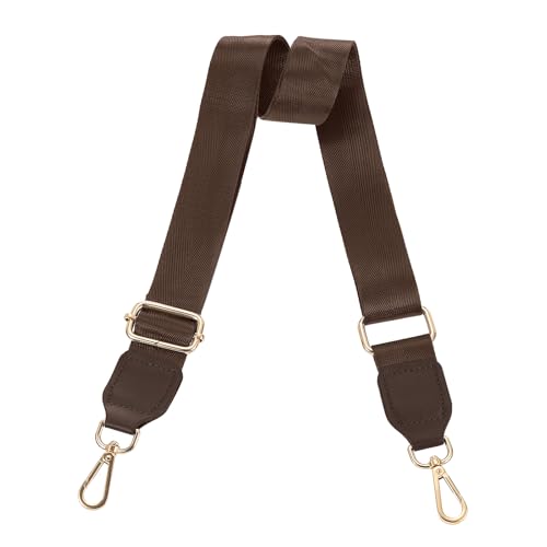 Image of uxcell Wide Shoulder Strap, 3.8cm Adjustable Purse Strap Replacement Crossbody Strap for Shoulder Bag Handbag, Dark Brown, Gold Square Mouth Buckle