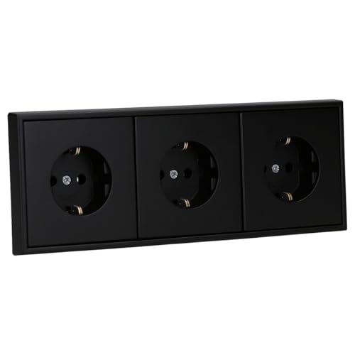 JUNG Serie LS Komplett-Set Graphitschwarz Matt: 3x LS1520SWM SCHUKO Steckdose + LS983SWM Rahmen 3fach