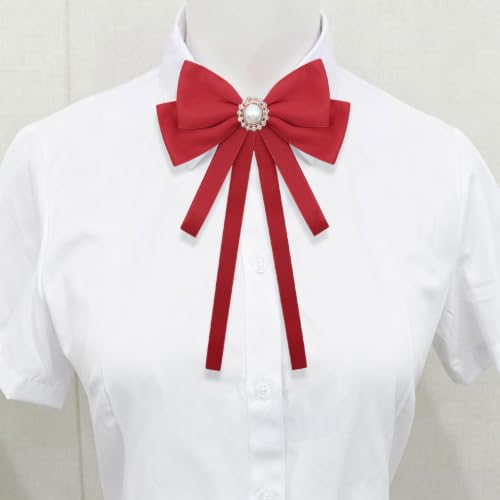 Image of LJBFNN Bow Ties for Women, Adjustable Pre Tied Bow Tie Solid Color Ribbon Bowtie for Girls Ladies Party Daily Cosplay School