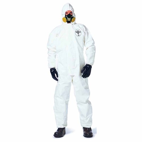 Dupont Large, White Color Tychem SL Coverall with Front Zipper (Case of 12)