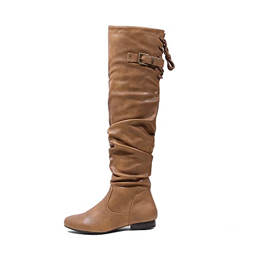 Image of DREAM PAIRS Women's Over The Knee Flats Slouch Thigh Boots